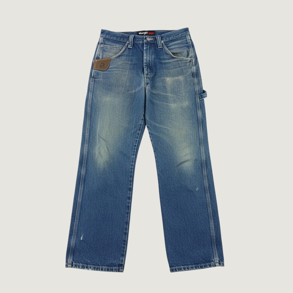 Wrangler Riggs Workwear Jeans Mens 32x30 Blue Carpenter Straight Leg Denim Faded
